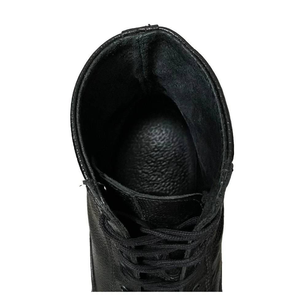 Y2K Diesel Service Boots Men's 9/42 *Portugal Black Pebble Leather Lace Up RARE